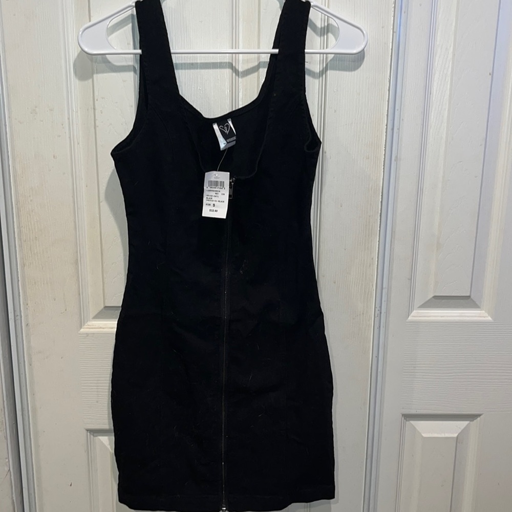 NWT Black Denim Zip Up Dress